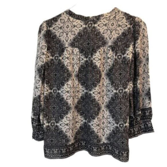 Joie | Women's Black Gray 100% Silk Front Tie Blouse Top Size Small - Picture 5 of 9